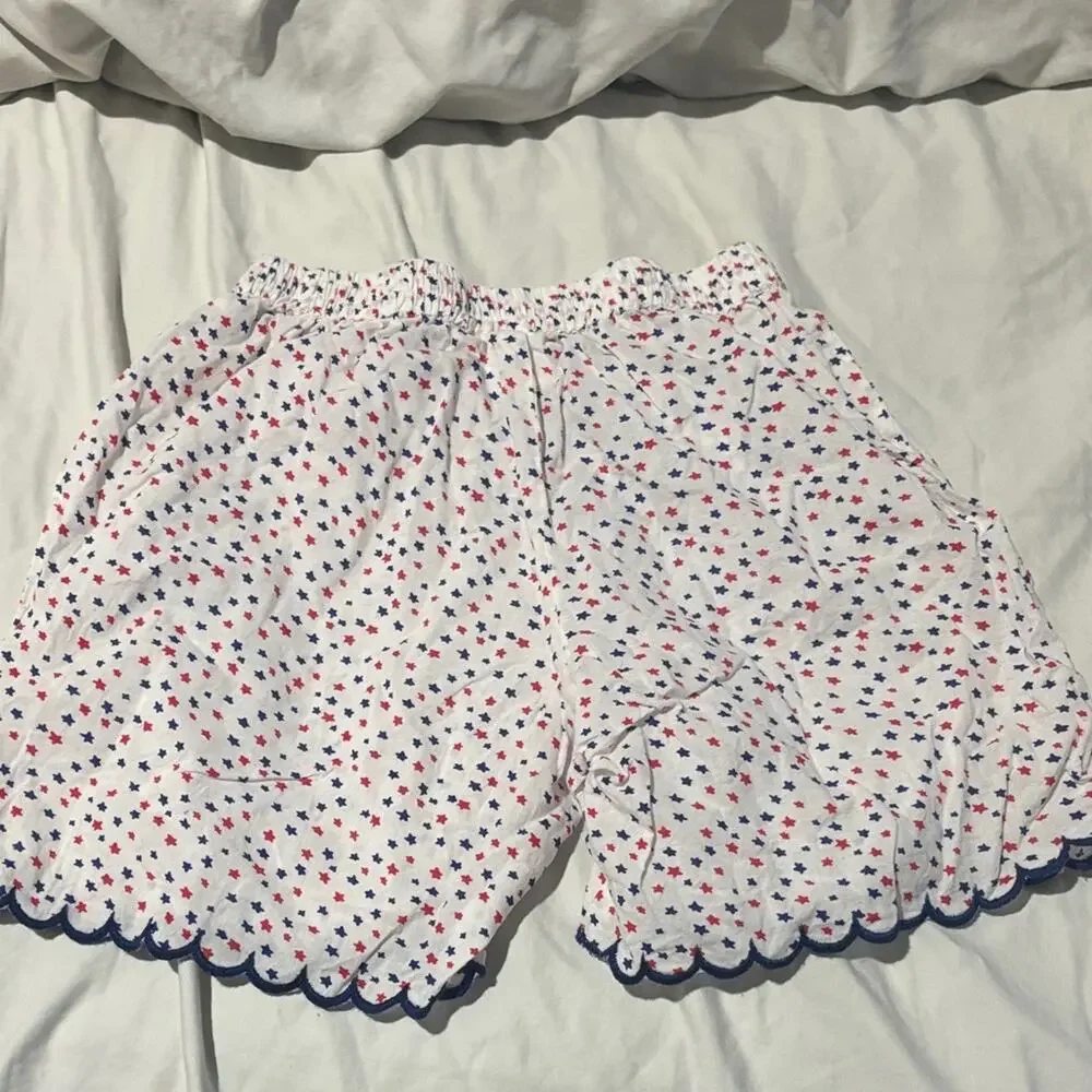 YoBaby 6 White Shorts w/ Red/Blue stars Pattern elastic waist tassle tie nwot